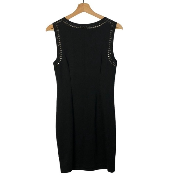 Carmen Marc Valvo Black Gold Studded Sleeveless Sheath Dress S - Picture 2 of 4